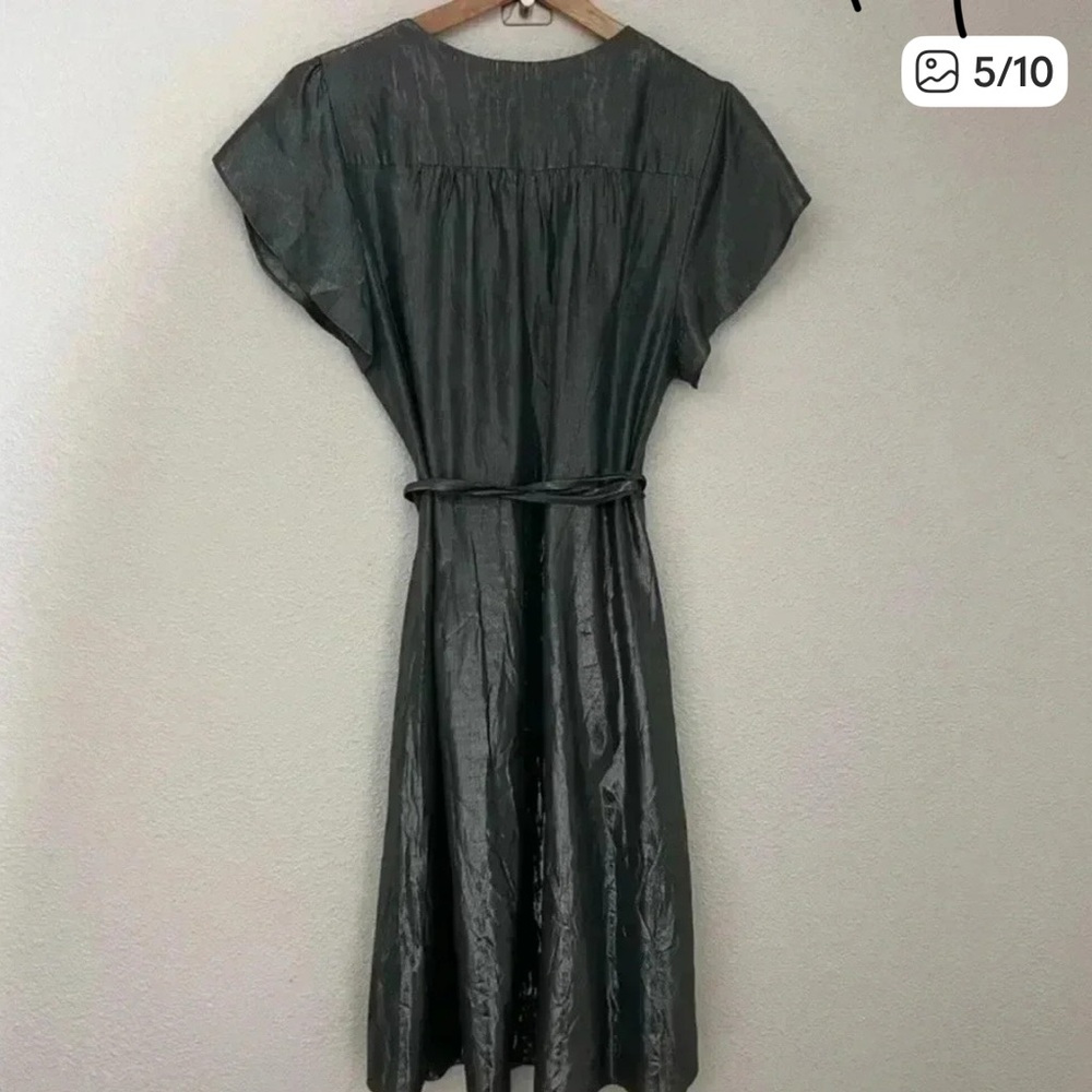 Velvet By Graham & Spencer Calina Wrap Dress in Gunmetal, Size Large